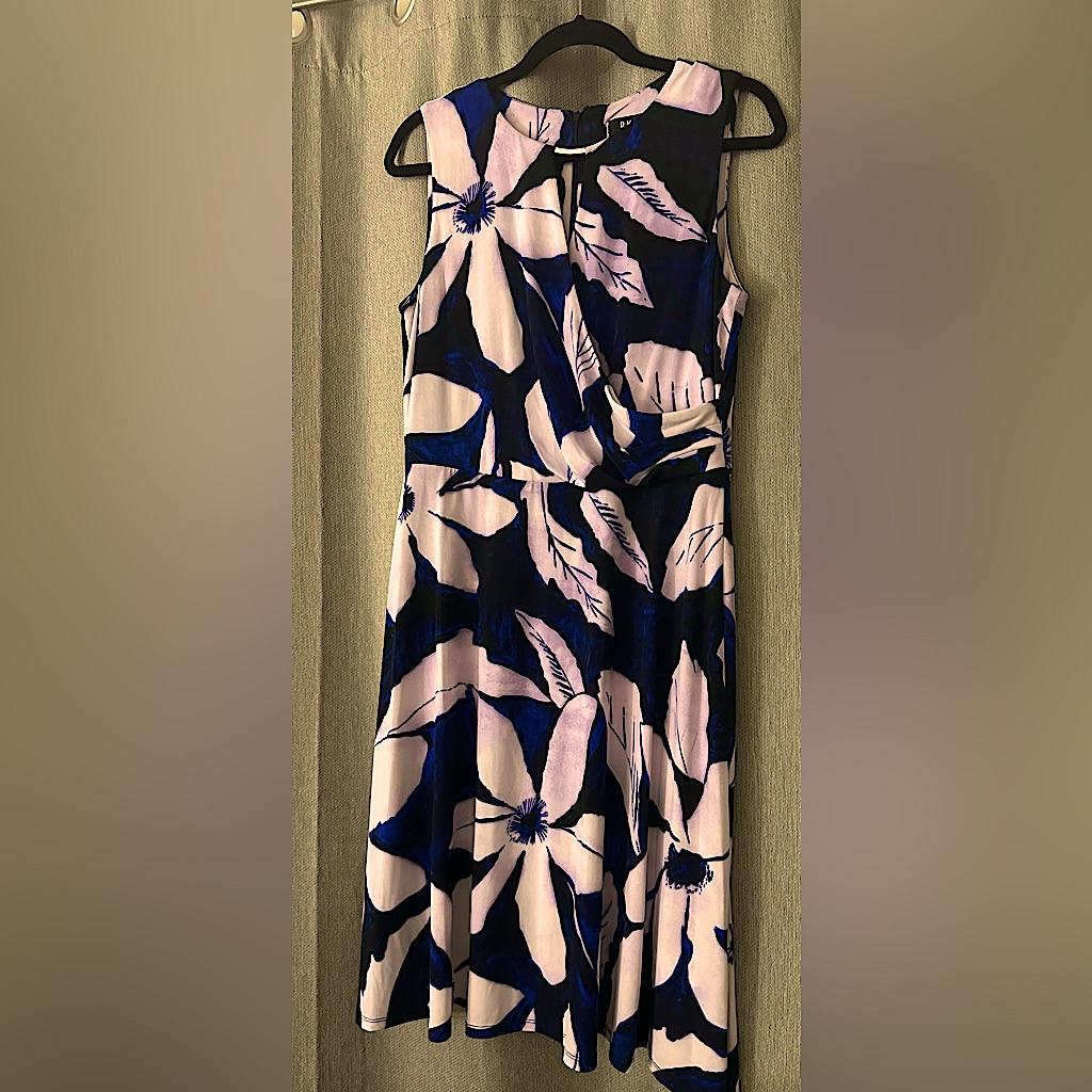 Floral Sleeveless Dress - Blue-Lilac-White-Dkny